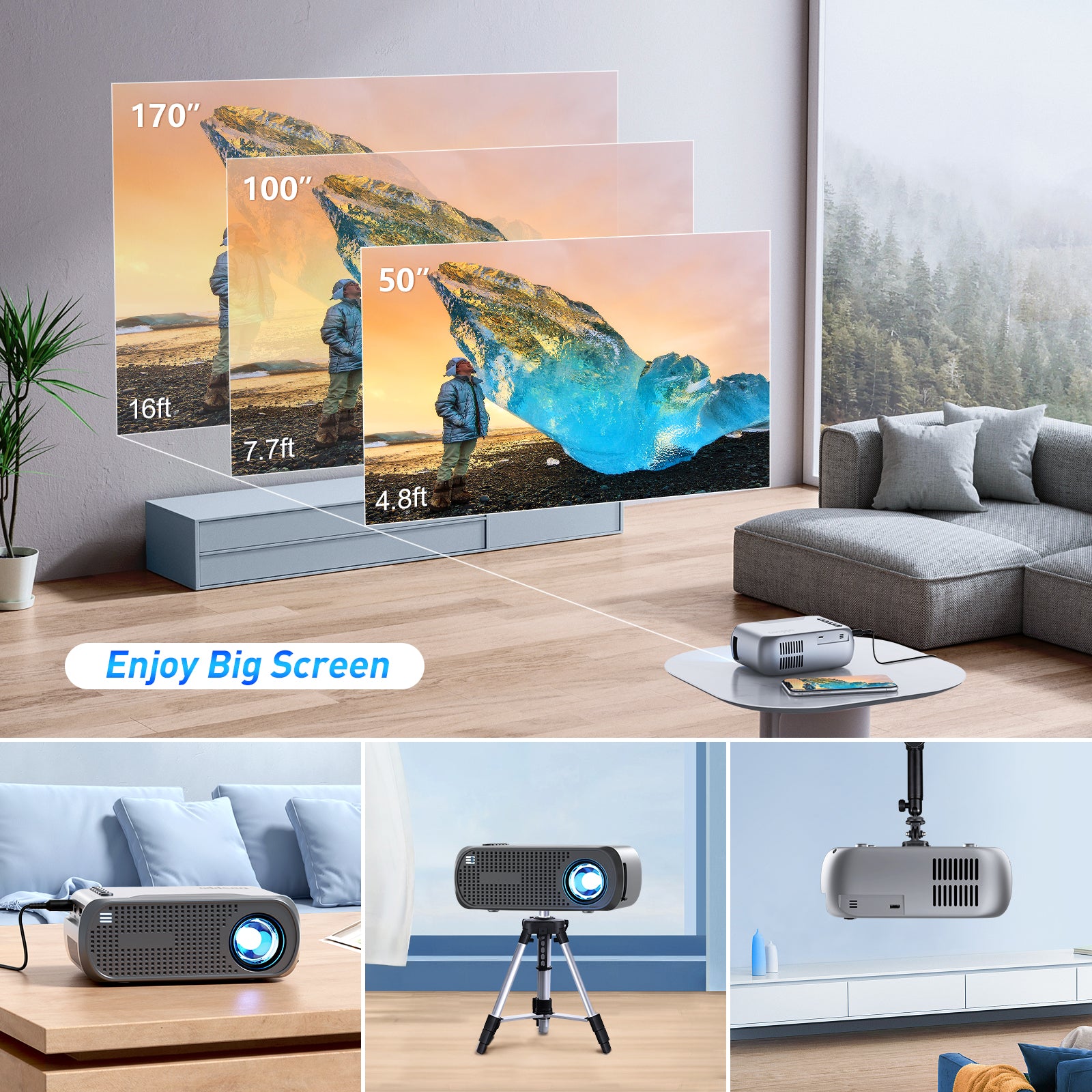 Projector VF240 800*480P 1000lumens(60Ansi)
