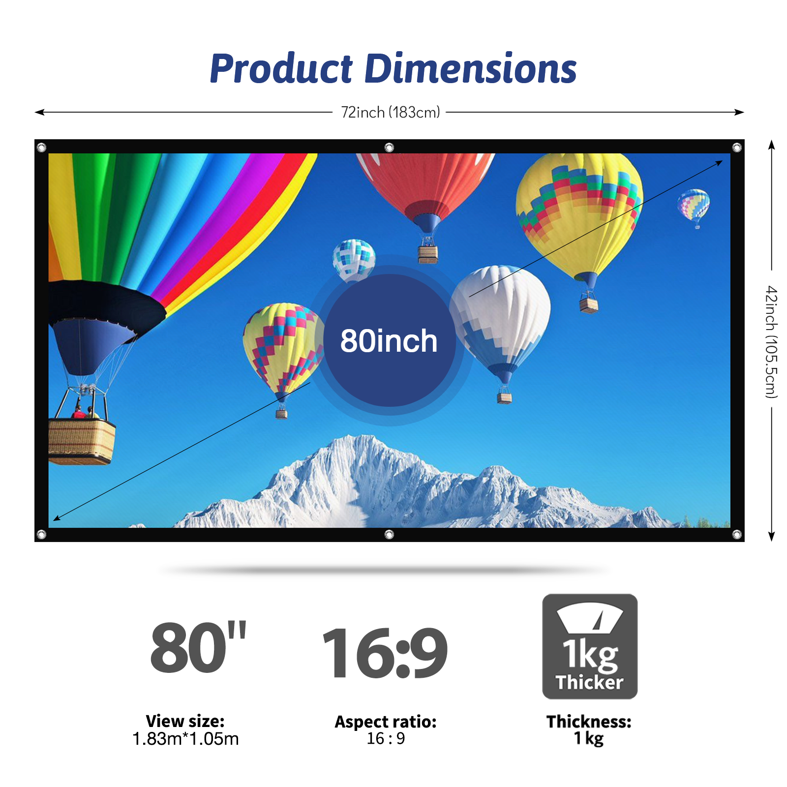 Projector Screen 80 Inch Wall hanging