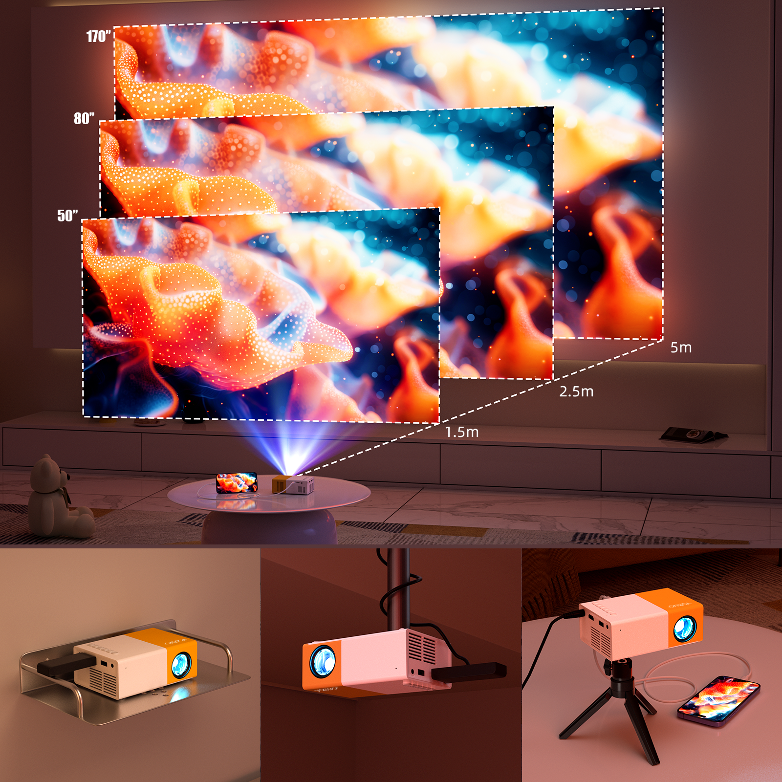 Projector VF200 800*480P 1000lumens(60Ansi)