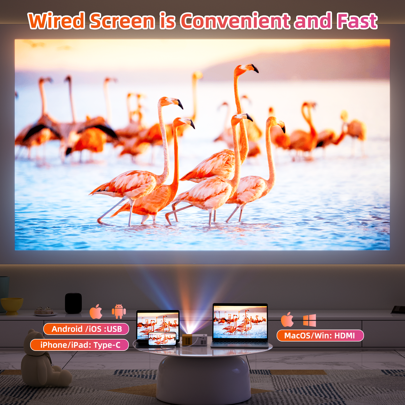 Projector VF200 800*480P 1000lumens(60Ansi)