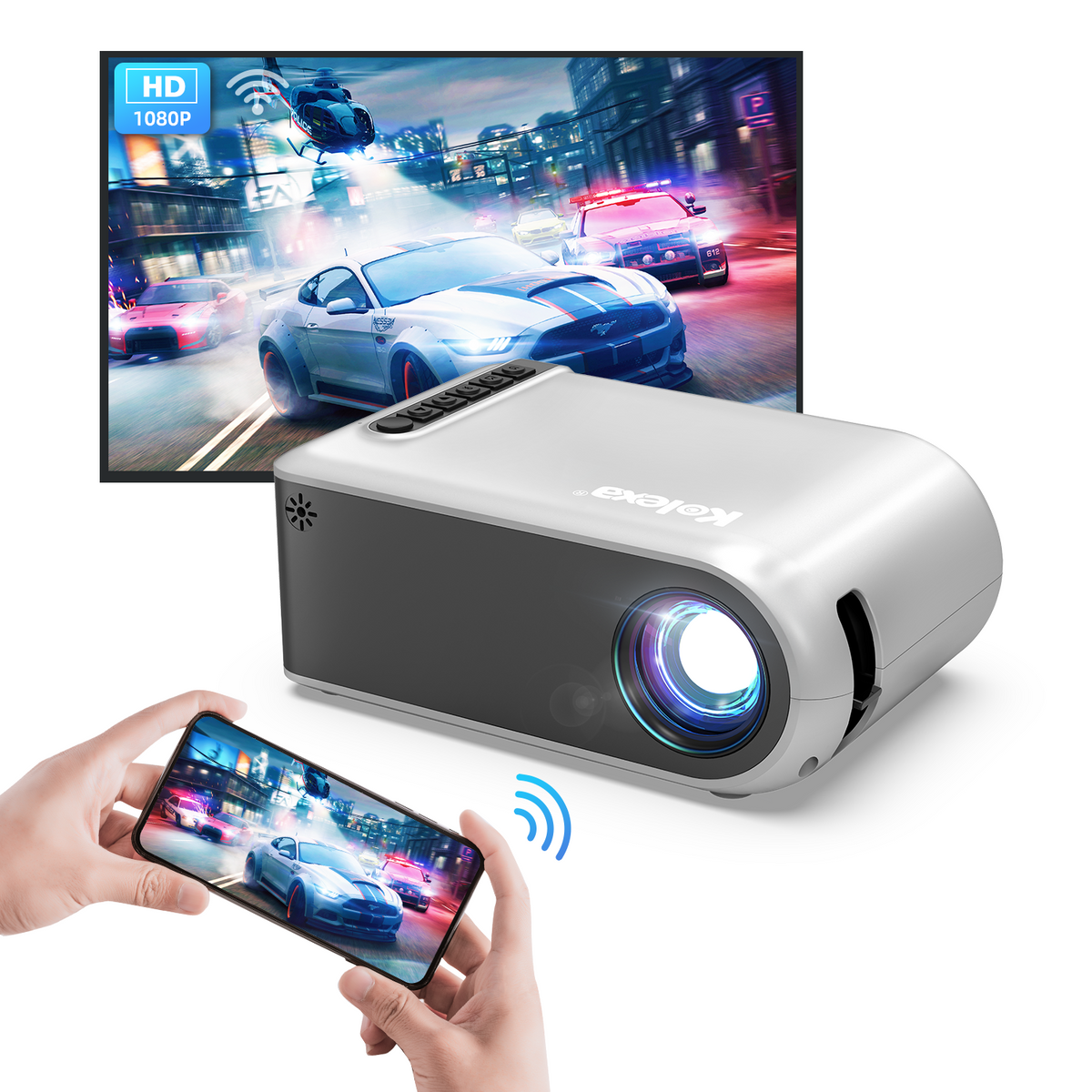 LEEC Mini projecteur 5500 Lumens LED projecteur Portable HD 1080P projecteur  vidéo sans Fil extérieur pour téléphone Portable Bureau à Domicile (Size :  Android Version) : : High-Tech