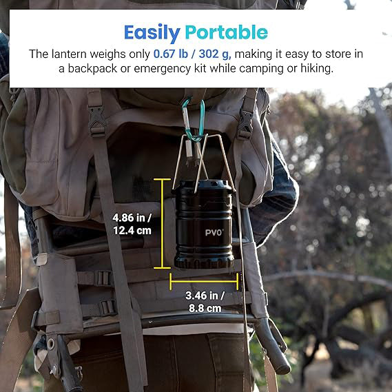 PVO Lantern Camping Essentials Lights, Led Flashlight for Power Outages, Tent Lights forEmergency, Survival Gear and Supplies for Hurricane,Battery Operated Lamp, 2 Pack, Black