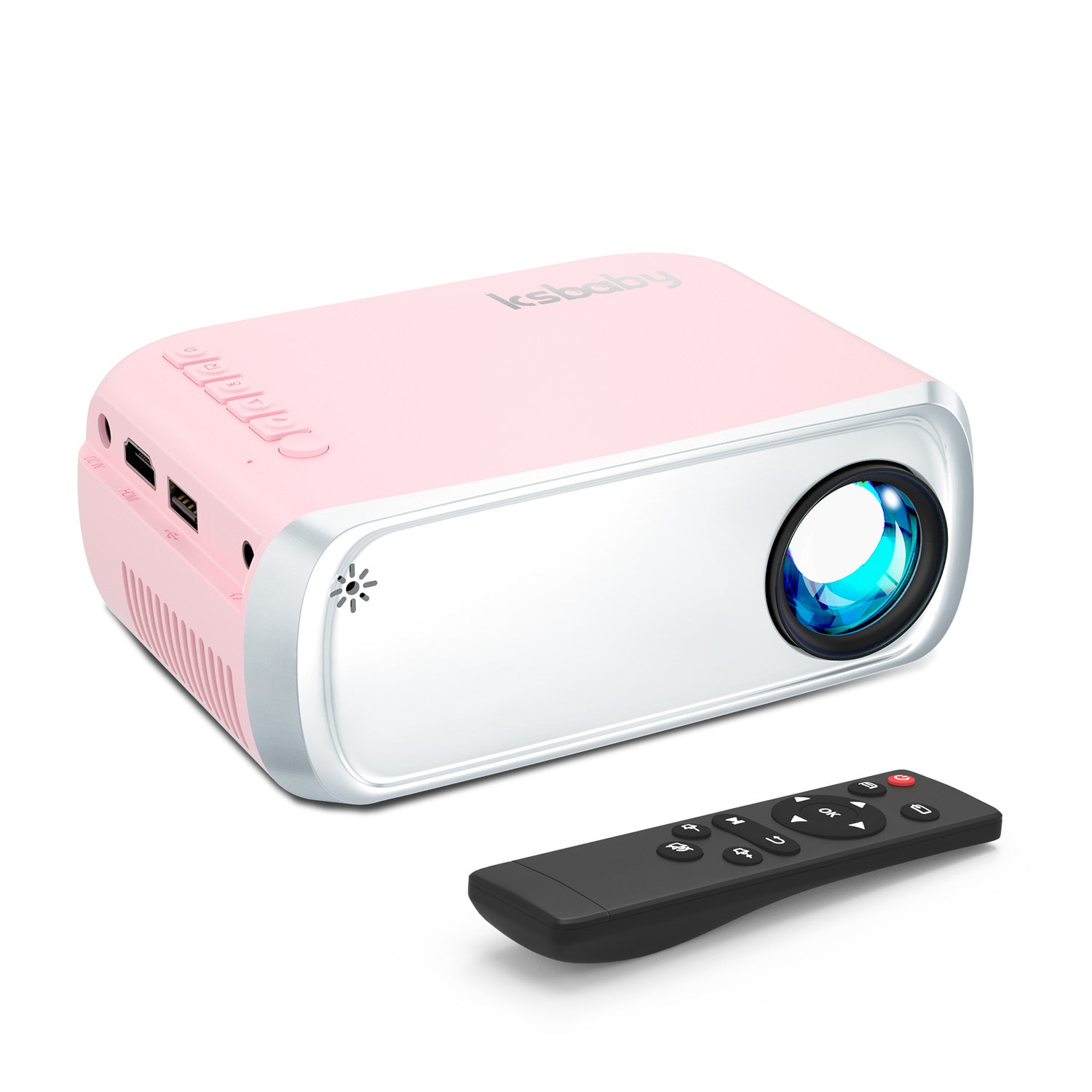 Portable Projector, ksbaby Projector Outdoor, LED Aesthetic Video Mini Projector for Outdoor Portable Movies Compatible with HDMI, USB, Laptop, TV Stick, iOS and Android Phone