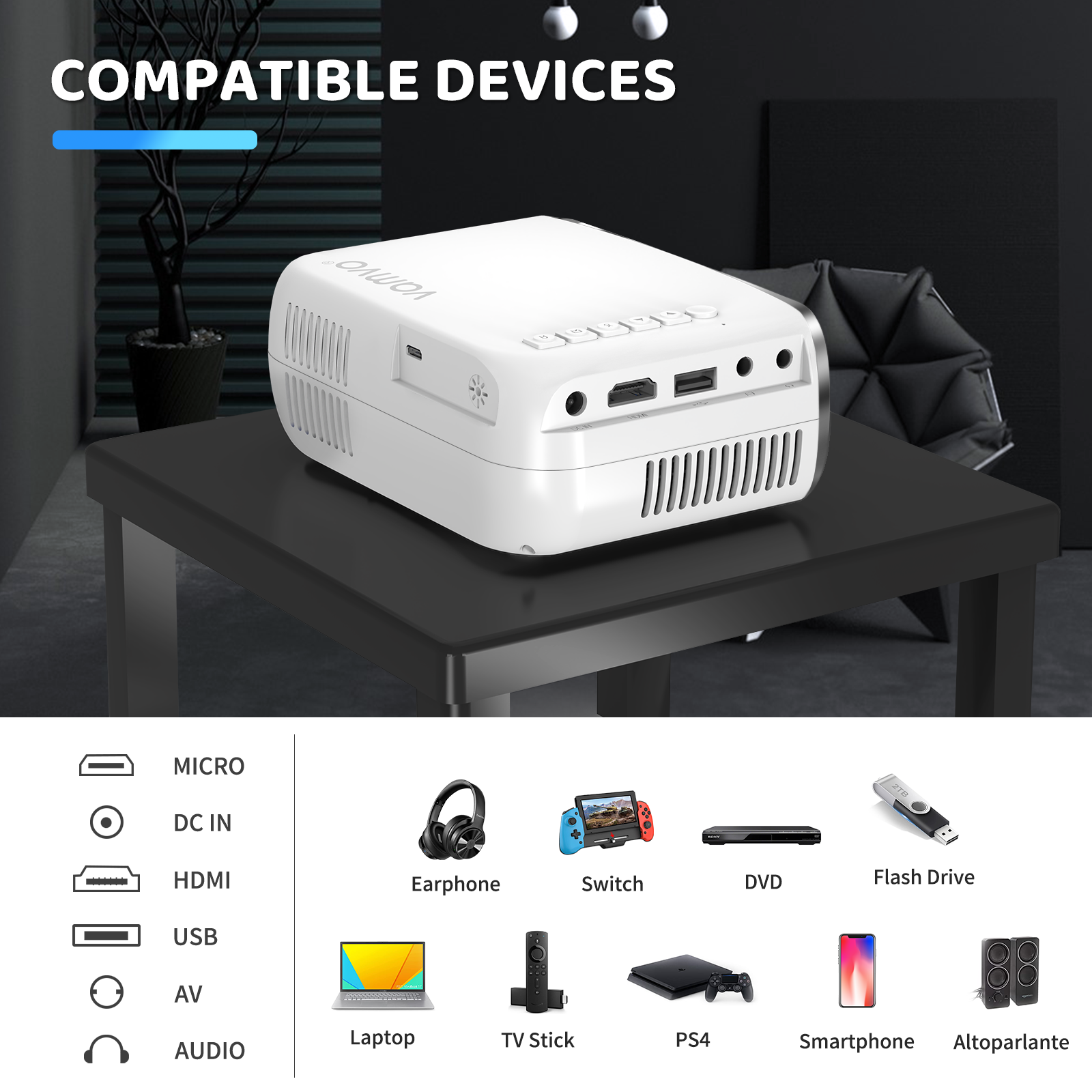 Projector VF270 800*480P  1000lumens(60Ansi)